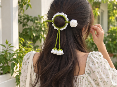  Crochet Flower Hair Bun Pin  1